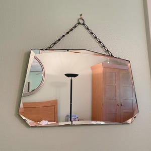 Miroir art déco sans cadre avec bords biseautés