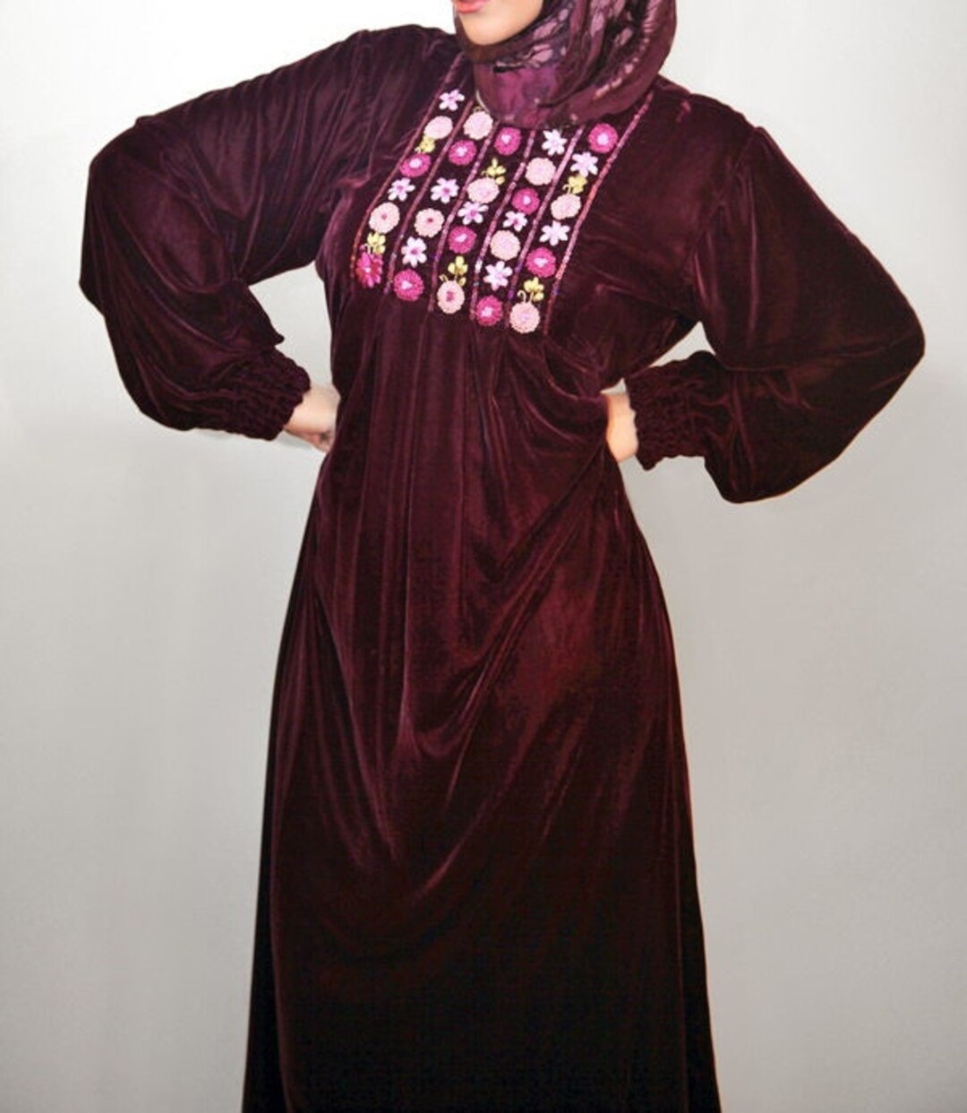 Custom Inked Vneck Bodice with Sleeves Dress - Velvet main image 1