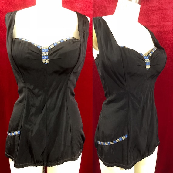 Vintage 1950s Demoiselle 1 Piece Swimsuit Size 41 - image 1