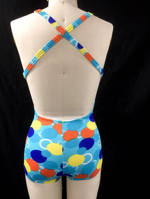 Mod Vintage 1960s Pop Art Dots Plunging Neckline … - image 4