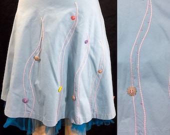 Vintage 1990s "Under the Sea" Beaded and Embroidered Skirt