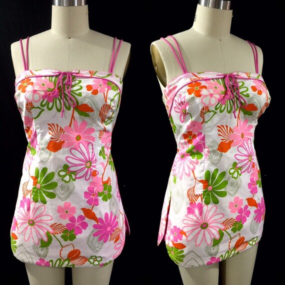 Super Mod Vintage Gabar Hawaiian Print 1 Piece Sw