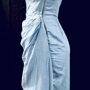 Vintage 1950s Blue Silk Emma Domb Draped Cocktail Party Dress image 7