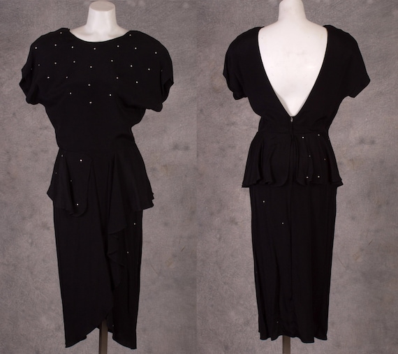 Vintage 1980s does 1940s LBD Black Cocktail Wiggl… - image 1