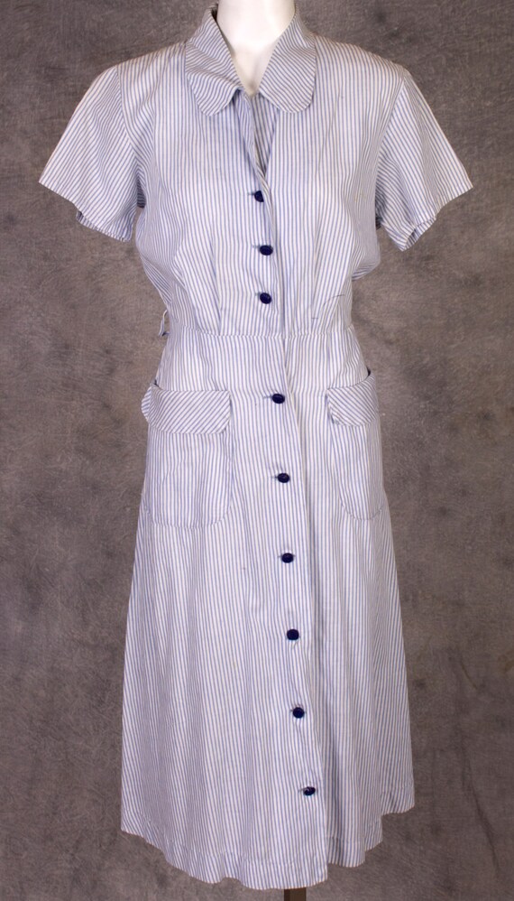 Vintage 1940s  Cotton Candystriper Dress - image 2