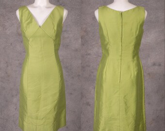 Vintage 1960s Green Dupioni Cocktail Wiggle Dress