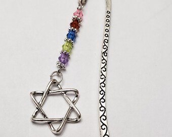 Jewish Star Bookmark with Rainbow Crystal Accents