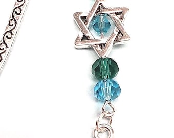 Jewish Bookmark; Various colored crystal accents; Star of David Bookmark; Tree of Life bookmark