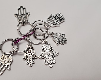 XXL Large Stitch Markers; Jewish Star or Hamsa Stitch Markers; Knitting Progress Markers