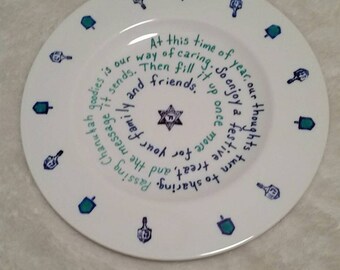 Handmade Chanukah Sharing Plate, Porcelain Giving Platter