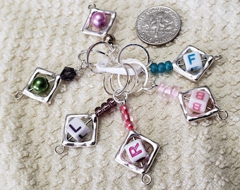 Stitch Markers; Knitting Stitch Markers; Crochet Stitch Markers; Lettered Stitch Markers; FRONT BACK LEFT right