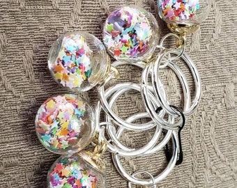 Extra Large Stitch Markers; Ornaments (stars, crystals, or  confetti); Knitting Marker; Knitting; Counting; Progress Marker