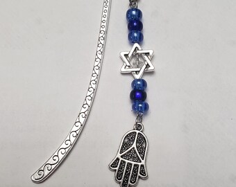 Hamsa Bookmark; Blue accented Hamsa Bookmark; Hand of God Bookmark; Jewish Bookmark; Judaica