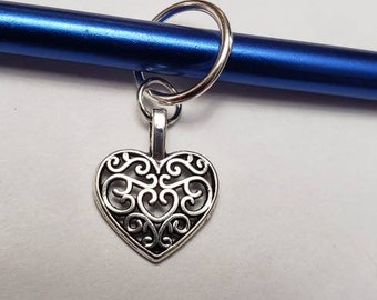 Filigree Heart Stitch Markers; Knitting Stitch Markers; Large  Stitch Markers