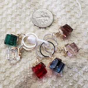 Stitch Markers; Knitting Stitch Markers; Crochet Stitch Markers; Square Crystal Stitch Markers