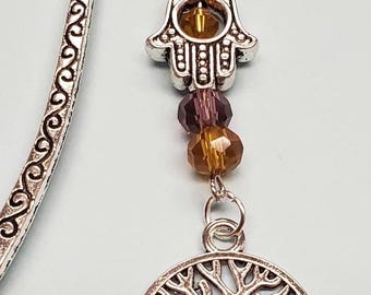 Jewish Bookmark;  various crystal accents; tree of life Bookmark; Hamsa bookmark