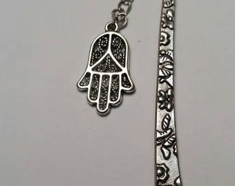 Hamsa bookmark;  Jewish bookmark;  Hand of God; Fatima; Silver