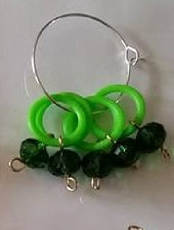 Green Crystal Stitch Markers Stitch Markers Knitting Supplies Gift For Knitter Snag Free Craft Supplies Markers