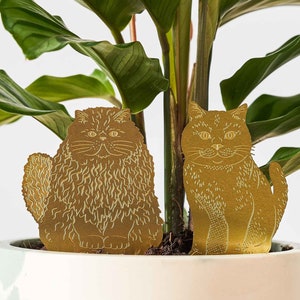 Cat plant pot decorations, brass Plant Animal pet for houseplants, cute kitten gift