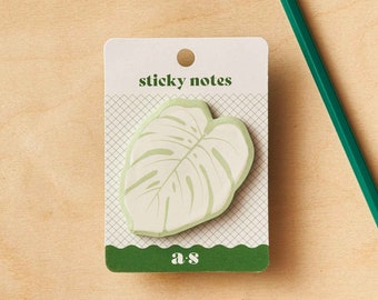 Monstera leaf Sticky note pad, houseplant stationery