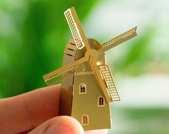 Windmill 3D DIY miniature model kit, plant decoration