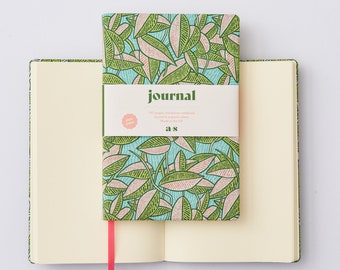 A5 Tropical Plant fabric Journal - lined or plain pages