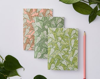 A6 Botanical plant Notebooks - Set x3 pothos design