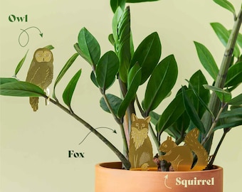 Woodland Wildlife decorations - Fox, Owl and Squirrel, set of 3 plant animal decor