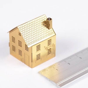 Cute 3D house, DIY brass model making kit image 2