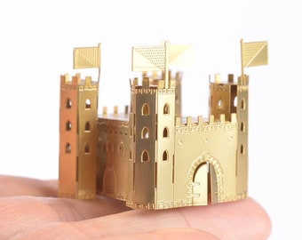 Castle 3D DIY model making kit in brass