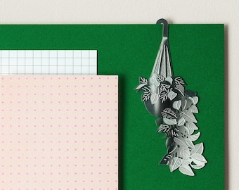 Pothos hanging houseplant metal bookmark, cute plant-lover gift