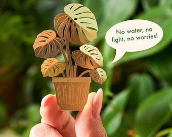 Tiny Plants - Cactus or Monstera botanical brass mini home decor