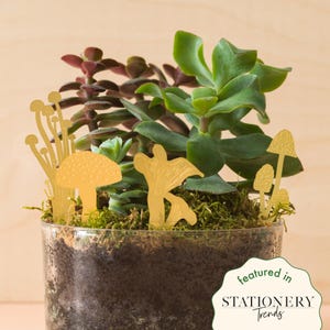Mini decorazioni in ottone per vasi di piante a forma di fungo: set di funghi per terrario