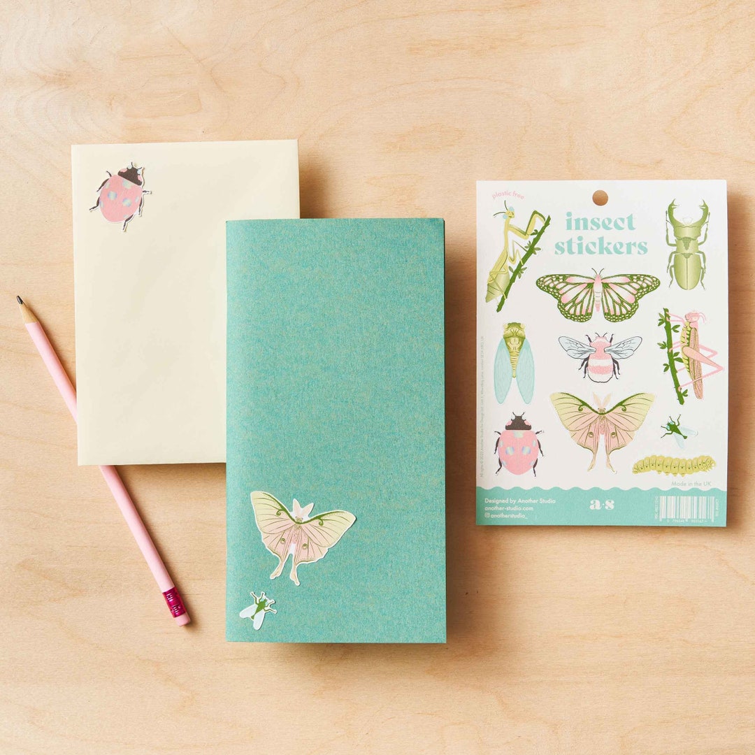 Insects Sticker Sheet - Bugs, Butterflies, Beetles. Stationery ...