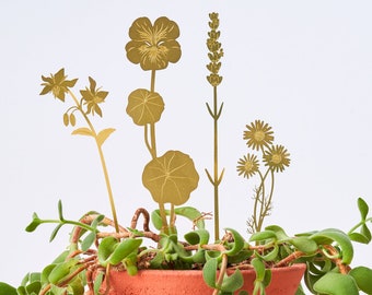 Herb flower bloom decorations, cute brass ornaments for your plants