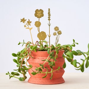 Herb flower plant pot decorations, cute brass ornaments for your plants image 4