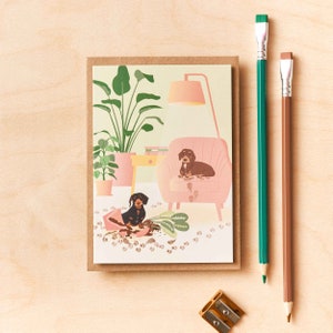 Tarjeta de felicitación de Cheeky Daschunds, tarjetas divertidas de Plants & Pets para amantes de los perros