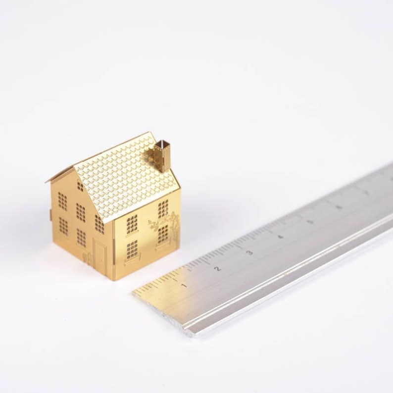 Cute 3D house, DIY brass model making kit image 2