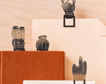 Cactus Bookmark Set: Stainless Steel Plant Page Markers