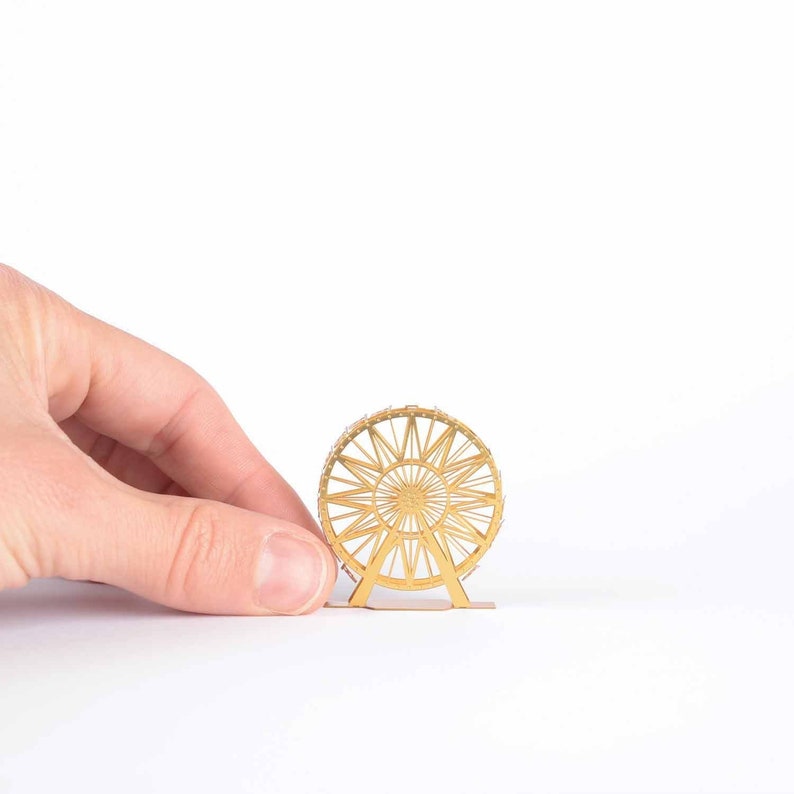 3D ferris wheel, miniature brass DIY model kit image 1