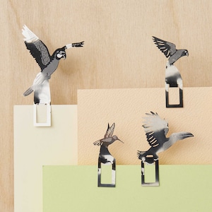 Tropical bird bookmarks, metal page markers