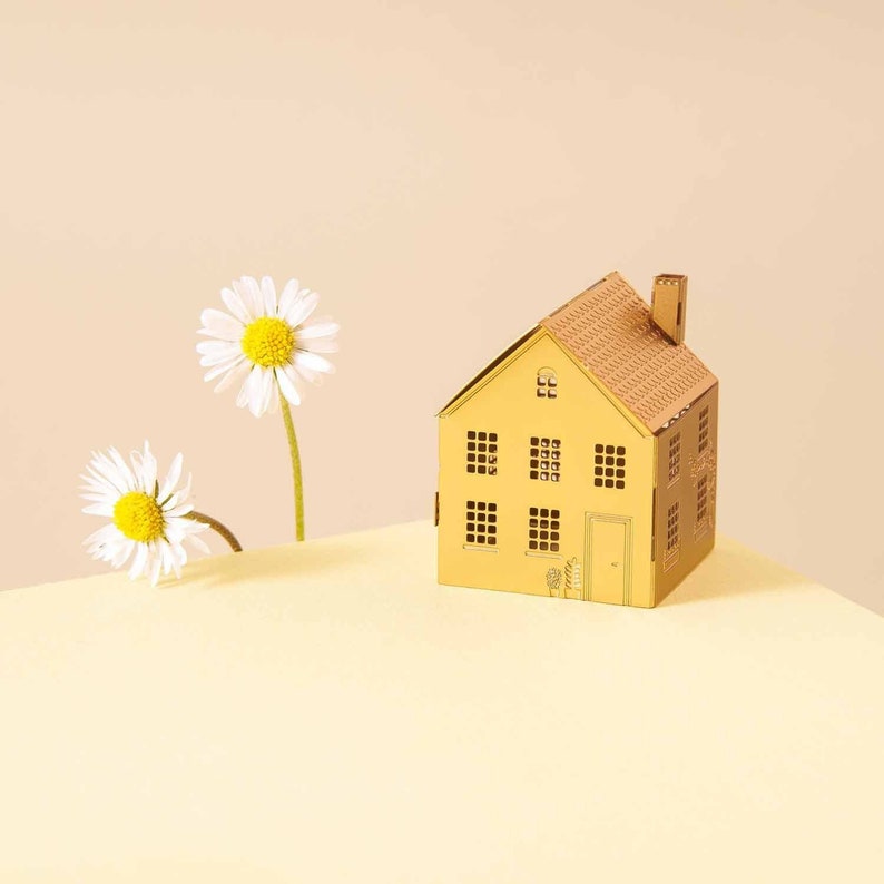 Cute 3D house, DIY brass model making kit image 1