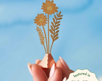 Cosmos tiny bouquet - Copper or Brass metal, everlasting floral letterbox gift