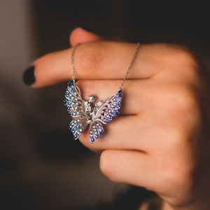 Butterfly&#39;s Dream Necklace, 925 Sterling Silver, Birthday Gift, Butterfly Lover Gift, Special Design Butterfly Jewelry