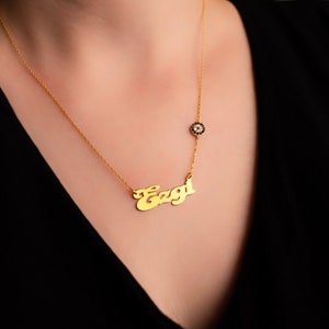Name Evil Eye Necklace, 925 Sterling Silver, Women&#39;s Necklace, Personalized Necklace, Birthday Gift