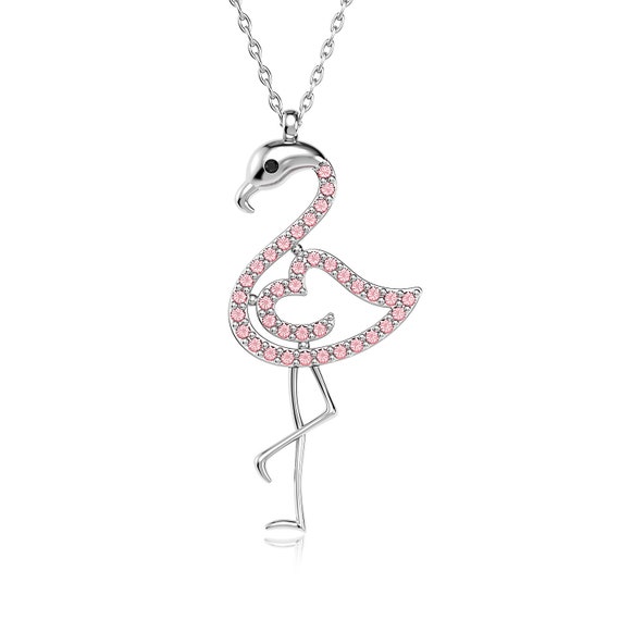 Collana personalizzata in argento sterling smaltato con fenicottero