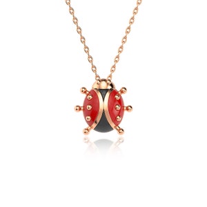 Ladybug Silver Necklace, 925 Sterling Silver, Ladybug Necklace, Birthday Gift, Ladybug Lover Gift, Women&#39;s Necklace, Ladybug Jewelry