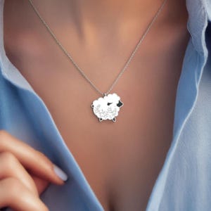 Cute Lamb Necklace, 925 Sterling Silver, Birthday Gift, Lamb Lover Gift, Women&#39;s Necklace, Sheep Jewelry