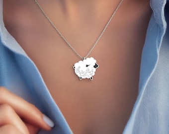 Cute Lamb Necklace, 925 Sterling Silver, Birthday Gift, Lamb Lover Gift, Women&#39;s Necklace, Sheep Jewelry