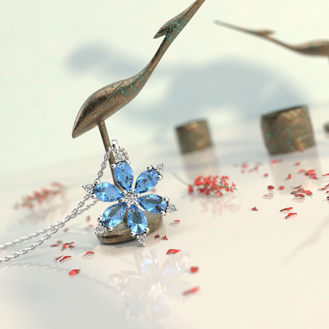 LOTUS FLOWER SILVER DIAMOND NECKLACE